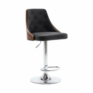 E-home Trey 特雷曲木 PU拉扣可調式吧檯椅 TFC104A-blk 尺寸W50xD48xH94-115 CM, 黑色, 1個