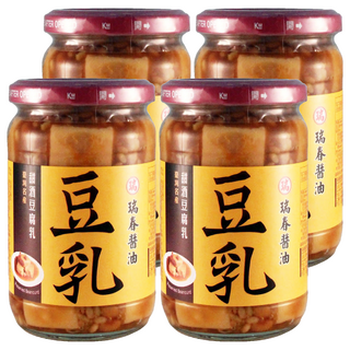 瑞春醬油 甜酒豆腐乳 台灣名產 配稀飯、薑母鴨、羊肉爐都適合, 380g, 4罐