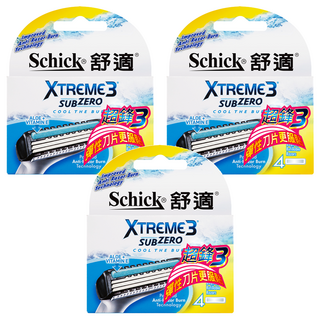 Schick 舒適牌 Xtreme3 超鋒3 彈性刀片 4入, 3盒