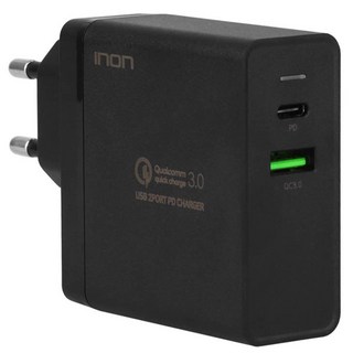 INON Quick Charge 3.0 63W 2埠 USB PD 高速多功能充電器 IN-UC210P, 黑色, 1個