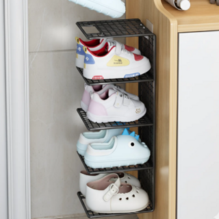 Nexolar 迷你鞋子書本多用途玄關收納整理架, 黑色, 4層