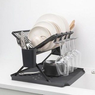 brabantia 可折疊碗盤瀝水架, 1層, 深灰色