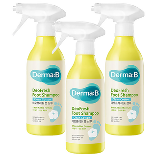 Derma B 足部專用沐浴乳 5種無添加配方, Clean Cotton, 400ml, 3瓶