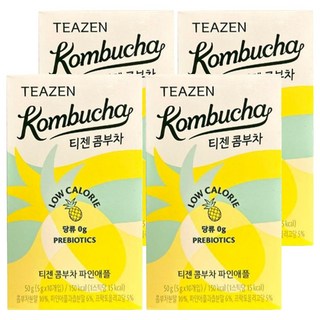 TEAZEN 康普茶沖泡飲 鳳梨口味 含12種活性乳酸菌 0糖低熱量 50g, 5g, 10條, 4盒