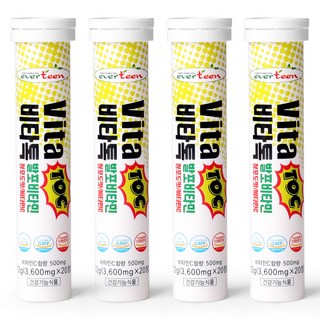 everteen Vita Toc維他命C發泡錠 青葡萄口味, 20錠, 4瓶