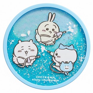 YENDAR 研達 吉伊卡哇流沙杯墊 閃亮設計 桌面趣味 可愛造型, 10.1 x 10.1 x 0.9cm, 水槍大戰 藍色, 1個