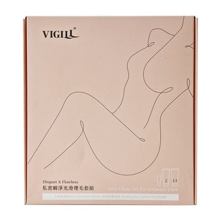 VIGILL 婦潔 私密瞬淨光滑理毛套組 (毛髮瞬淨霜100ml+舒緩隔離晶露100ml+不沾手刮板), 200ml, 1組