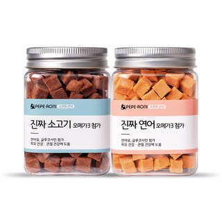 페페로니 강아지 진짜 오메가3 트릿, 혼합맛(소고기/연어), 180g, 1세트
