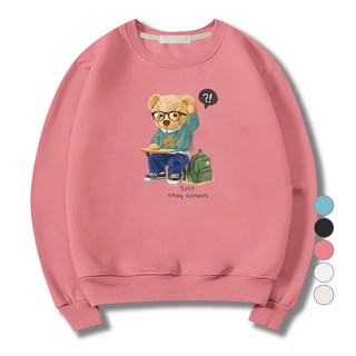 ILLUSO 男女通用 學生熊柔軟特選雙面棉質大學T