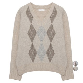 BURU N JUDY 女款菱格紋V領針織衫 BOSAPO513A