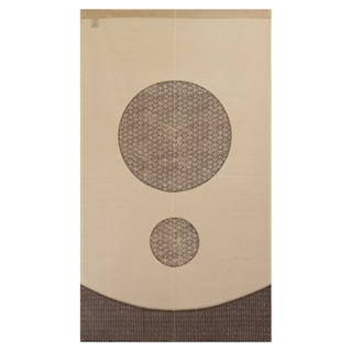 Nextyle 平安古樸圓印花門簾 微透光, 150 x 85cm, 大地米