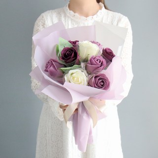 MORIANN 玫瑰香皂花束 10朵, 紫色, 1組