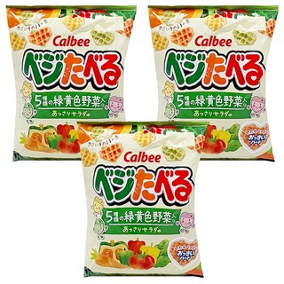 Calbee 卡樂比 Vegetaberu 心型野菜餅, 綠黃色野菜口味, 50g, 3包