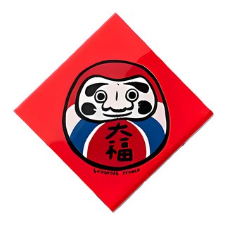 GUOHOUSE STUDIO 郭公館工作室 春聯造型防水磁鐵 大福達摩 台灣製造 壓克力磁鐵 4x4x0.45cm, 4 x 4 x 0.45cm