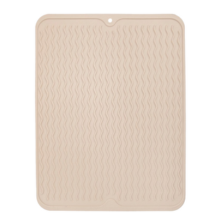 Quasi 水波紋瀝水墊 TPR材質 波浪立體紋路防滑 40x30.5x0.5cm, 1層, 卡其色, 1個