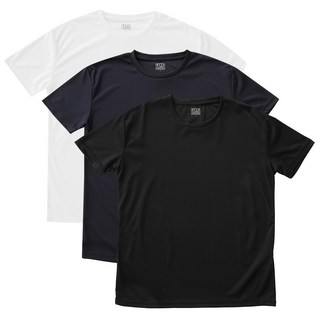 BASE ALPHA ESSENTIALS 中性款圓領素色短袖T恤 3入, 黑色+白色+海軍藍