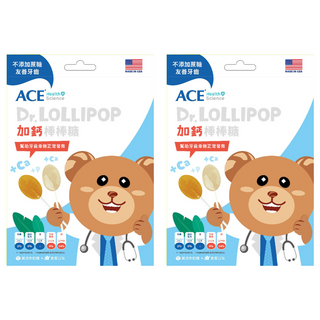 ACE SCIENCE 牙博士加鈣棒棒糖 不添加蔗糖, 2袋, 60g, 香草 + 英式牛奶糖