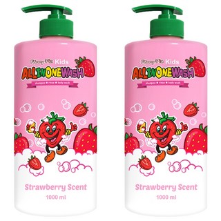 Funny Pia 兒童多合一沐浴洗髮乳 草莓香味, 1L, 2瓶