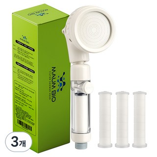 마움바이오 360회전 필터 샤워기 헤드+리필 필터 3p, 3개, 화이트