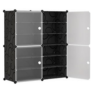 側開式 組合鞋櫃 2列6層 84 x 32 x 94cm, 黑色, 1個