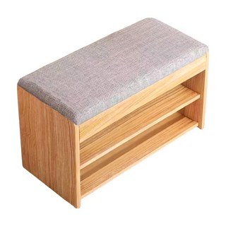 換鞋凳, 灰色軟墊, 賽杉木色, 2層