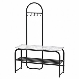 ikloo 宜酷屋 IKLOO 歐式仿大理石紋穿鞋椅 81.5 x 32.5 x 123.5cm, 卡其色, 1個