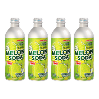 SANGARIA 鋁罐彈珠汽水 哈密瓜風味, 500g, 4瓶