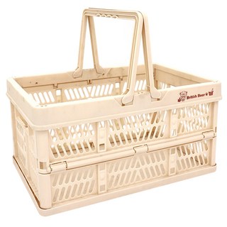 折疊手提籃 堆疊設計 節省空間 輕巧 攜帶方便, 英國熊 米色, 1個