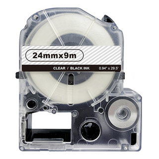 NEXTPAGE 6TBW一般黏性副廠標籤帶 EPSON標籤機適用, 透明底黑字, 24mm