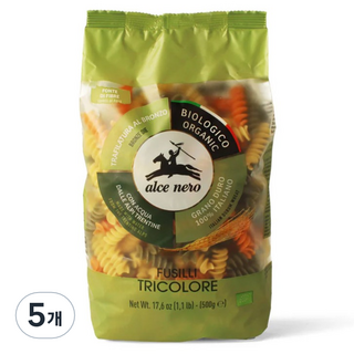 alce nero 尼諾 3色義大利螺旋麵, 500g, 5個