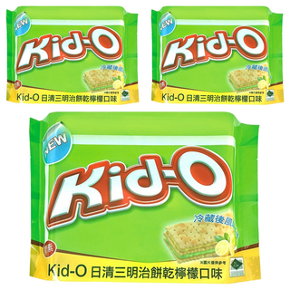 Kid-O 三明治餅乾 檸檬口味, 超濃郁夾心搭配上酥脆的三層餅乾, 清爽不膩, 340g, 3袋