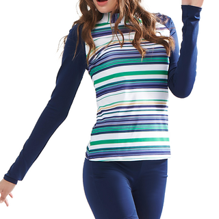 Summer love 夏之戀 大女衝浪裝 長袖上衣X1+四角褲X1+泳帽X1 內附活動式罩杯, 藍色 + 綠色 + 白色