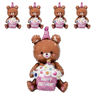 八捌發 蛋糕熊立體氣球 棕色 5個 生日派對裝飾