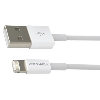 POLYWELL 寶利威爾 Type-A Lightning 3A充電線 適用蘋果iPhone PW15-W45-A161, 1m, 白色, 1條