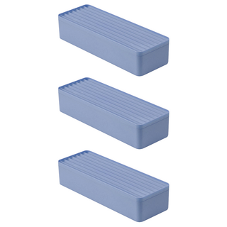 Couselect 多功能分格線材收納盒 附魔鬼氈綁帶, 3個, 藍色