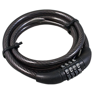 GE 502超強號碼鋼絲鎖 自行車鎖 4碼自訂密碼鎖 鋼絲總長度120cm 鋼絲管直徑1cm, 黑色, 1個