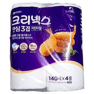 Kleenex 舒潔 安心三層捲筒式廚房紙巾 140張, 4捲, 1袋