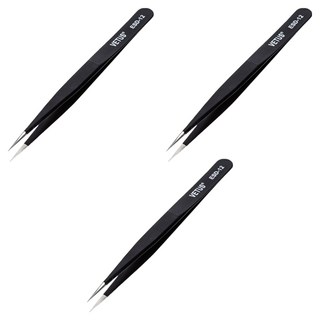 VETUS 프리미엄 트위져 스테인리스 정밀 핀셋, ESD-12, 3개