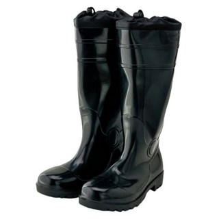 A-0002 260mm/40 長筒束口鋼頭鋼板雨鞋 PVC材質, 黑色