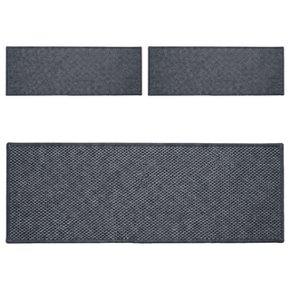 半島良品 亞麻款 止滑樓梯墊 3入, 黑白色
