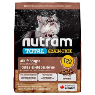 nutram 挑嘴全齡貓 無穀全能系列 乾飼料 T22, 火雞 + 雞肉, 1.13kg, 1袋
