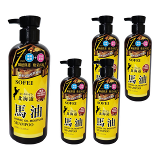 SOFEI 舒妃 北海道馬油 強效保濕柔潤 洗髮精, 600ml, 5瓶