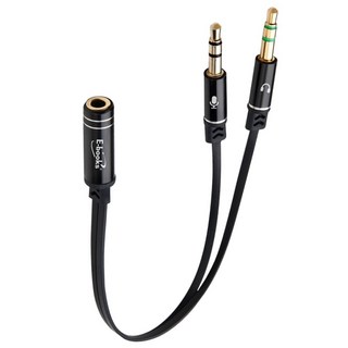 E-books 一母轉二公耳機麥克風音源轉接線 3.5mm 20cm, X19, Black, 1條