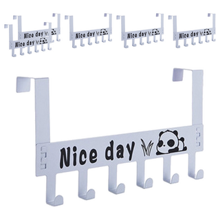 咪咪購物 門後掛鉤六鉤 熊貓款, 白色, 6個