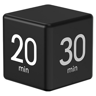 YUNMI 重力感應翻轉倒數計時器/方塊計時器/定時沙漏/時間管理器 15/20/30/60分鐘 工作/學習/烘焙/廚房, 1個, 黑色