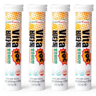 everteen Vita Toc維他命C發泡錠 橘子口味 20錠入, 72g, 4瓶