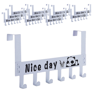 咪咪購物 門後掛鉤六鉤 熊貓款, 白色, 12個