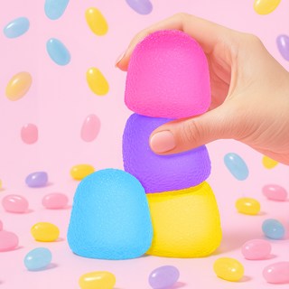 KC認證 果凍捏捏樂 壓力球 軟軟 粉紅 藍 黃 紫 隨機出貨, 1個, 155g, 4色混合