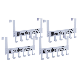 咪咪購物 門後掛鉤六鉤 熊貓款, 白色, 4個