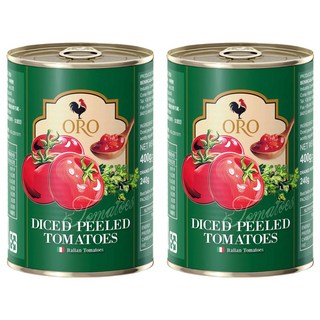 ORO 去皮切丁番茄, 100%義大利番茄製作, 茄紅素含量是台灣番茄的3倍, 400g, 2罐